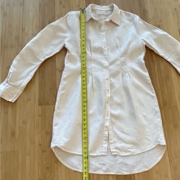 CLAUDIO MILANO Summer Linen Fitted Button Down Shirt Dress Light Peach Size M/L - Picture 5 of 12